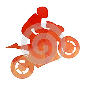 Orange racing bike on the rear wheel