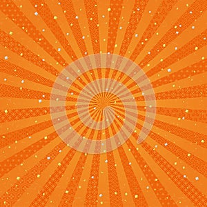 Orange radial background with Japanese design.