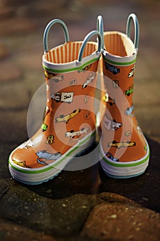 Orange Rain Boots - Kids