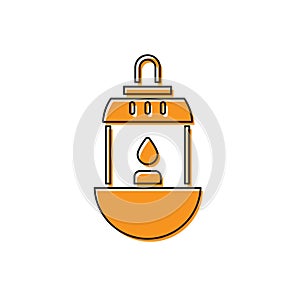 Orange Ramadan Kareem lantern icon isolated on white background. Vector Illustration