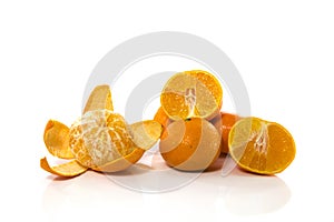 Orange raw sliced and in half as healthe nutricion food photo