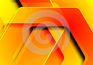 Orange red glossy hexagons abstract hi-tech background
