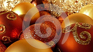 Orange Red & Gold Christmas Balls