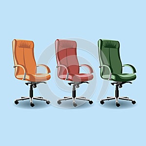 Orange, red and green leather comfortable chair