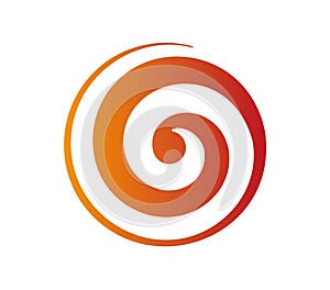 Orange red spiral in circle. Revolving spiral.