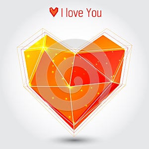 Orange and red triangle heart