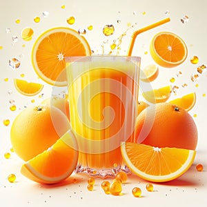 Orange refreshment, cool drink. Fresh and healthy drinks for summer. AI generated