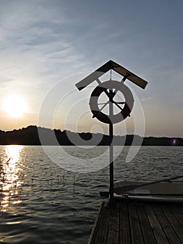 Orange Rescue Circle Life Buoy Save Wharf Harbor Marina Yard