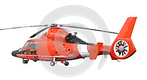 Orange rescue helicopter isolated.