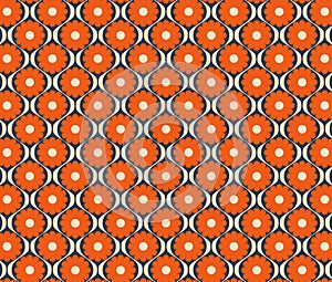 Orange Retro Daisy 1970s Mid Century Flower Pattern