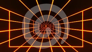 Orange Retro Glitching Grid Tunnel VJ Loop Motion Background