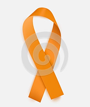 Orange ribbon as symbol of Animal Abuse, leukemia awareness, kidney cancer association.