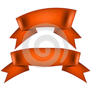 Orange Ribbon Banner Isolated on White Background. EPS 10 vector