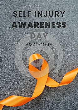 Orange Ribbon for Healthcare and World cancer day concept.