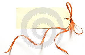 Orange ribbon with label