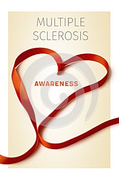 Orange ribbon and text multiple sclerosis awareness photo