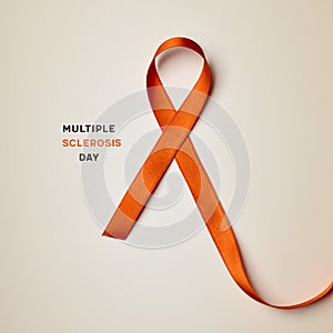 Orange ribbon and text multiple sclerosis day
