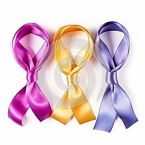 Orange ribbon on white background for breast cancer awareness