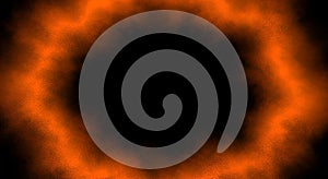 Orange Ring Of Smoke Or Fire On Black Background circle
