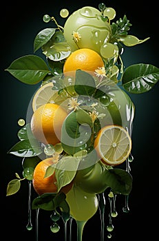 orange ripe with flying splash