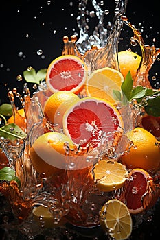 orange ripe with flying splash