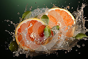 orange ripe with flying splash