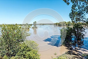 Orange river at Samevloeiing where Vaal River joins from right