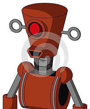 Orange Robot With Cylinder-Conic Head And Happy Mouth And Cyclops Eye