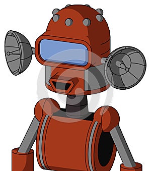 Orange Robot With Dome Head And Happy Mouth And Large Blue Visor Eye