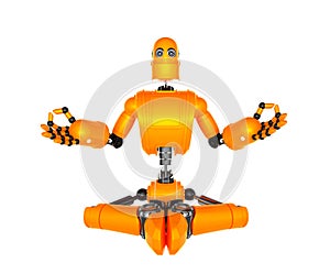 Orange robot in meditation pose