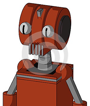 Orange Robot With Multi-Toroid Head And Vent Mouth And Two Eyes