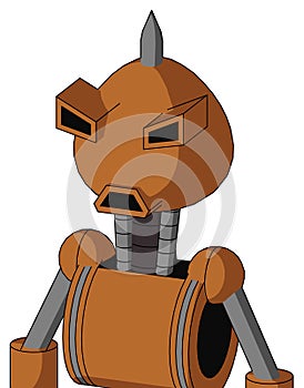Orange Robot With Rounded Head And Sad Mouth And Angry Eyes And Spike Tip