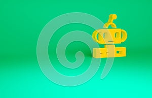 Orange Robot toy icon isolated on green background. Minimalism concept. 3d illustration 3D render