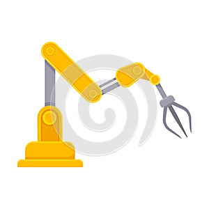 Orange robotic arm. Vector illustration on white background.