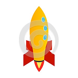 Orange rocket icon, isometric 3d style