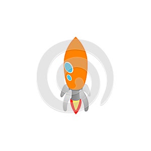 Orange rocket with two portholes icon