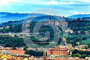 Orange Roofs Piazzale Michaelangelo David Hills Tuscany Florence