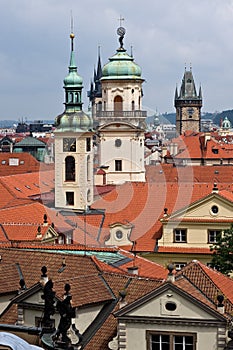 Orange roofs and tower