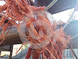 orange rope broken and frayed