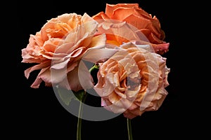 Orange roses, spring and summer flowers closeup. Still life