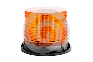 Orange rotating with wire lighthouse on white background