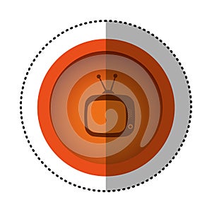orange round symbol old television with antenna icon