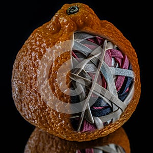 Orange and rubber bands