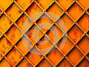 An orange rusty metal background with a diamond pattern