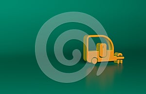 Orange Rv Camping trailer icon isolated on green background. Travel mobile home, caravan, home camper for travel