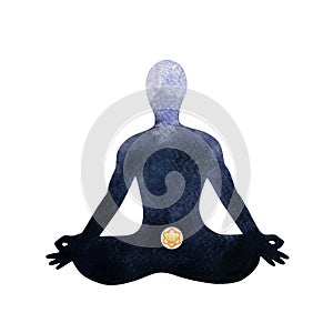 Orange sacral chakra human lotus pose yoga, abstract inside your mind