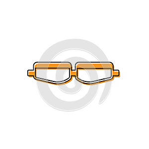 Orange Safety goggle glasses icon isolated on white background. Vector