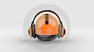 Orange Safety Helmet With Ear Muffs photo