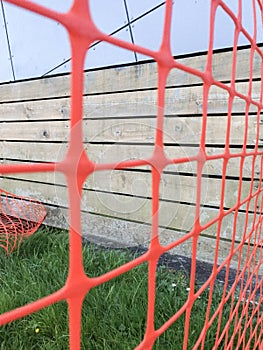 Orange Safety Netting Wooden Fence