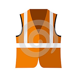 Orange safety vest icon, flat style